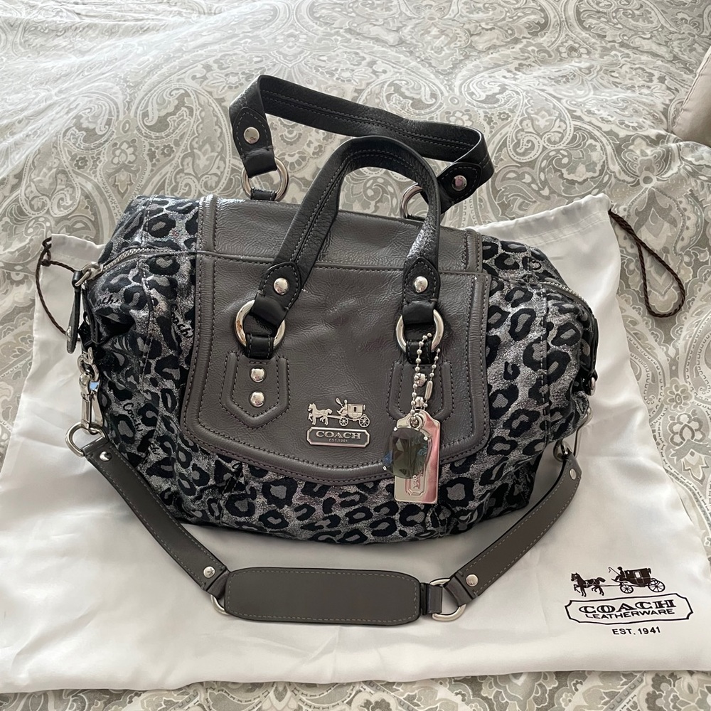 Coach animal print fabric handbag